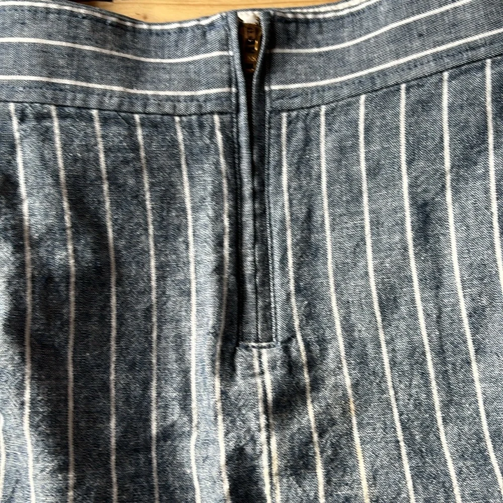 J. Crew Blue and White Pinstripe Mini Skirt